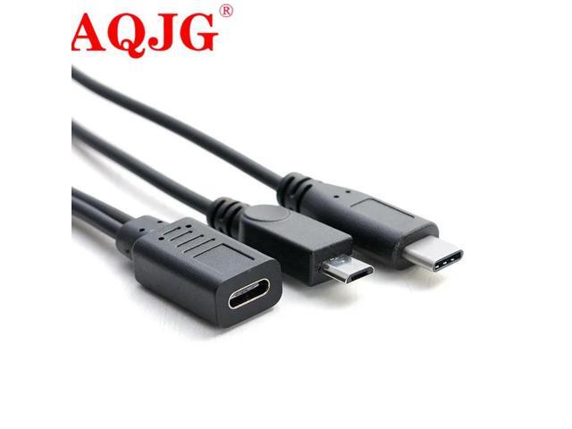 FOR 2 in 1 Micro USB Female to USB-C Type C USB 3.1 type-c & Micro USB Male Splitter Extension charging Y Cable