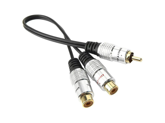 FOR metal RCA Female to Dual 2-RCA Male Gold Plated Adapter, Stereo Splitter Y Audio Cable(RCA F-2 RCA M) (1 Male to 2 Female)