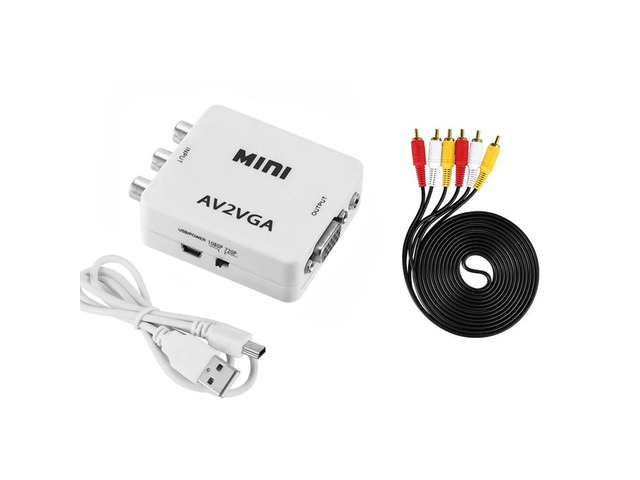 FOR 1080P Mini Video Convertor RCA AV to VGA Video Converter Conversor with 3.5mm Audio AV2VGA CVBS + Audio to PC HDTV