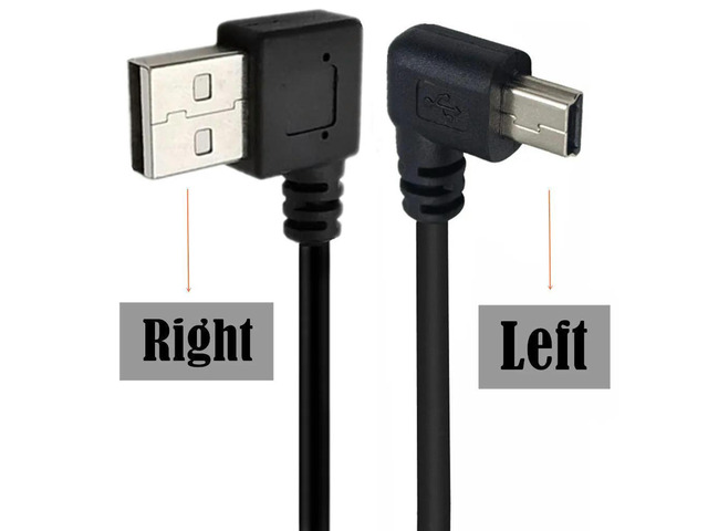 FOR Dual Elbow USB 2.0 Male To Mini Usb 5pin Male For MP5 Car Data Connection Cable 0.25m Left Right