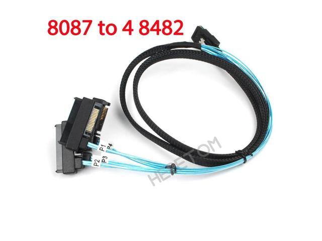 FOR sas sata cable Internal Mini SAS 36pin SFF-8087 to (4) 29pin+15Pin SFF-8482 connectors with SATA Power 1M