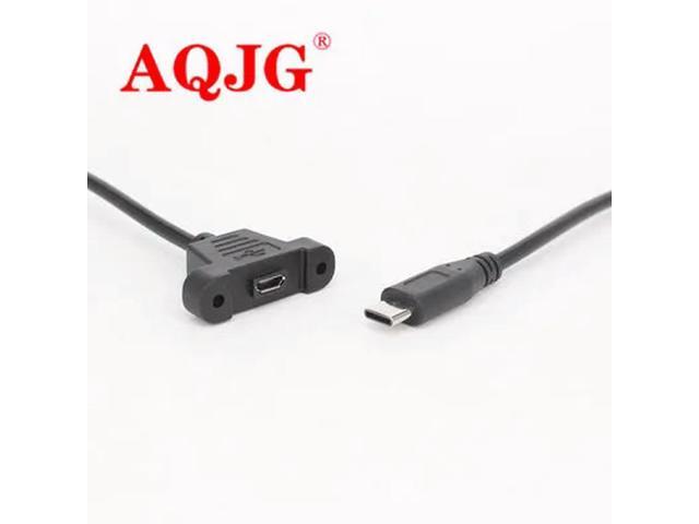 FOR 1pcs Screw Lock Panel Mount Typec Male to Micro USB 2.0Type Female Extension Data Sync Power Cable Screws Shielding