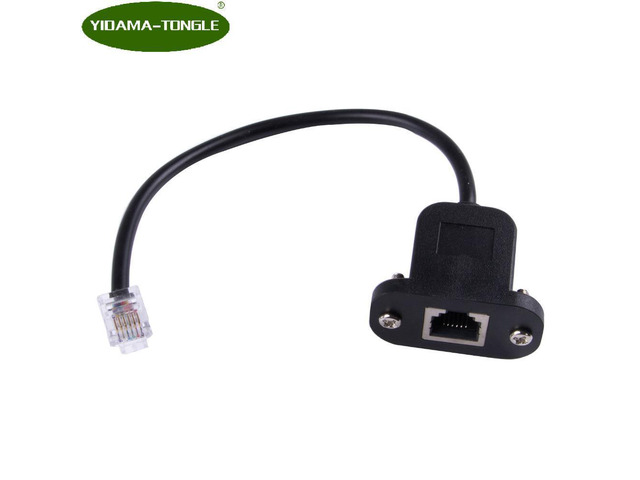 RJ12 6p6c Female to Male Telephone Panel Mount Lan Network Ethernet Extension Cable 15cm