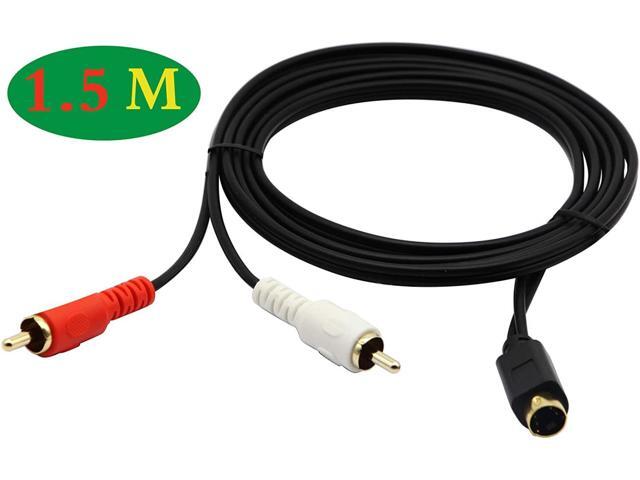 S-Video 4 Pin Mini DIN Y Splitter Cable Gold Plated Combo 4 Pin Mini DIN S-Video Male to 2 RCA Male Audio Y Splitter Extension A