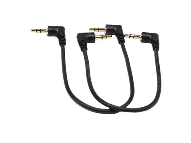 (2-Pack) Gold Plated 90 Degree Right & Left Angled 3.5mm Male to Male Stereo Audio Cable for Smartphones, Tablets, Media Players