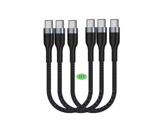 USB C to USB C Cable 1FT 3-Pack,60W Type C PD Fast Charge Cord Compatible with GalaxyS21/S21+/S20+ Ultra Note 20