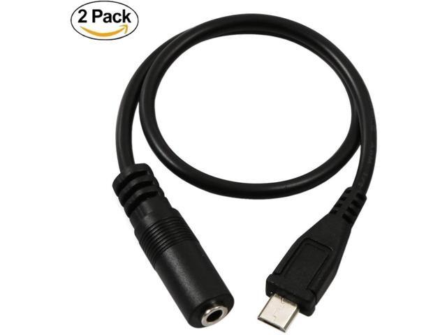 (2-Pack) Micro USB Male to 3.5mm Jack Female Audio Cable Cord for Active Clip Mic Microphone Convert Adapter