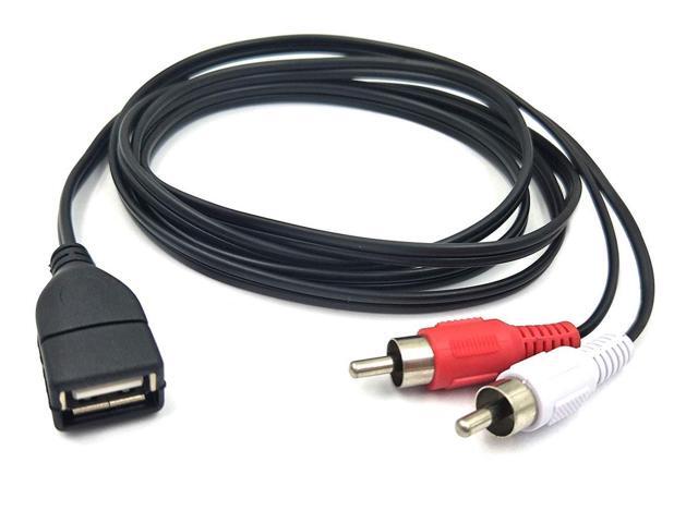 USB to 2RCA Cable,USB 2.0 Female to 2 Dual RCA Male Jack Y Splitter Audio Video AV Composite Adapter Cable - 5 Feet/1.5M