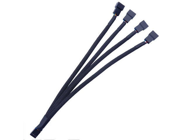 4PIN Black Mainboard Fans Cable Y Splitter PWM Cable Computer PC Fan Power Extension Line 4-Way 27CM/10.6in