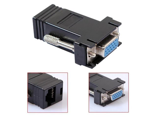 VGA RJ45 Adapter Network Extender Network Cable Transmission VGA Signal VGA Adapter Network Cable Is Extended By 15 Pins(Female)