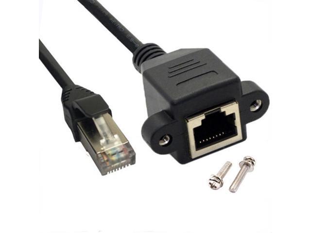 8P8C FTP STP UTP RJ45 Cable Male To Female 100M/1000M Speed Cat5 Cat6e Screw Panel Mount Ethernet LAN Network Extension Cable(1m)