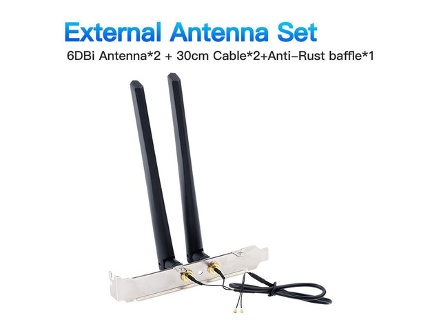 3000Mbps For I-ntel AX200 Wifi 6 Wireless Card Bluetooth 5.1 M.2 A+E Key To M.2 M Key NVMe SSD Port Network Wlan Wifi Adapter(External Antenna)