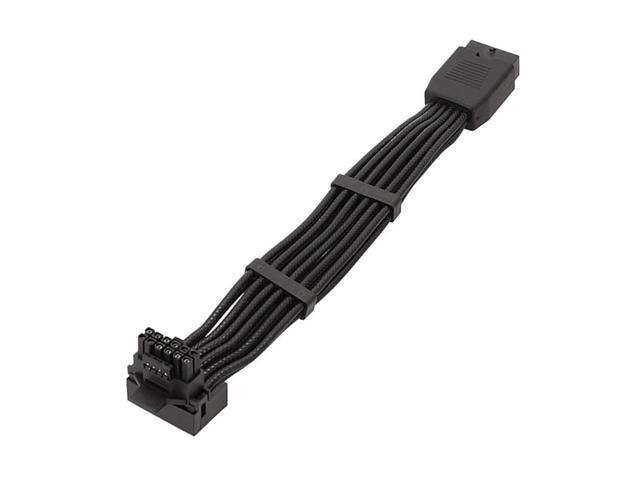 PCIE5.0 Elbow Cable 16Pin Video Card Cable with Flip Head Elbow Line ATX3.0 12VHPWR 600W Male to Female Converter 15cm(Black-B)
