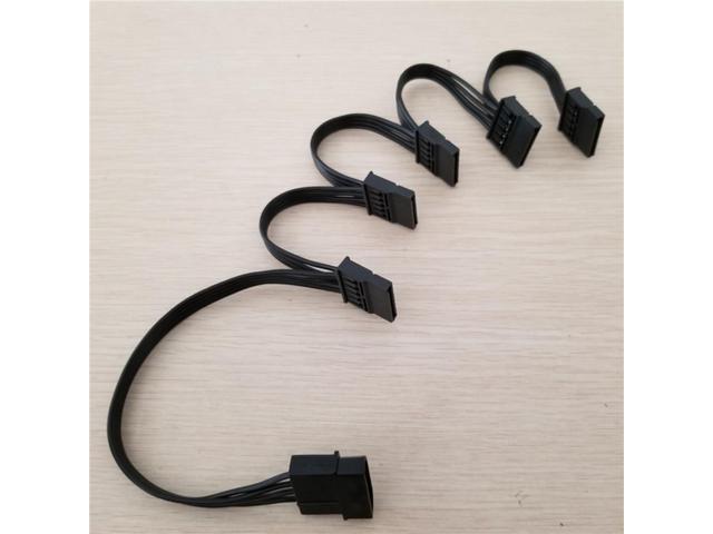 4Pin IDE Molex to 5-Port 15Pin SATA Power Cable Cord Lead 18AWG Wire For Hard Drive HDD SSD PC Server DIY Black
