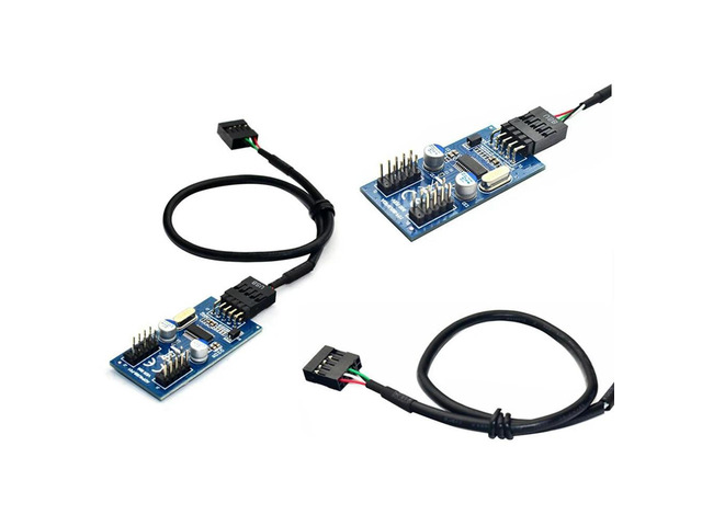 FOR 9Pin USB Header Male 1 To 2/4 Female Extension Cable Card Desktop 9Pin USB HUB USB 2.0 9 Pin Connector Adapter