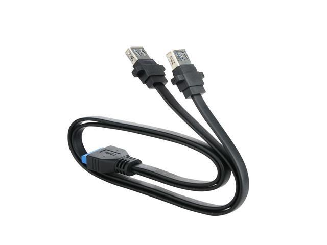 FOR Dual Ports USB 3.0 Female Screw Panel Mount To Motherboard 20 Pin Header Flat Cable Cord