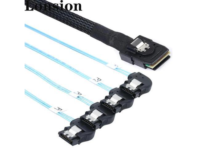 FOR MINI SAS HD SFF-8087 to 4x SATA Cable - Right Angle High Speed Server Internal Con tion Bundle