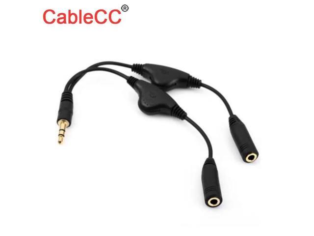 FOR Cable 3.5mm Stereo Male to Double 3.5mm Female Audio Headphone Y Splitter Cable with Volume Control Switch