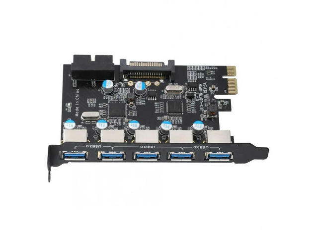 FOR PCIE To 7 ports USB3.0 hub PCI-E Expansion PCI Express Card Adapter SATA supply 4pin internal 19pin VLA chispet