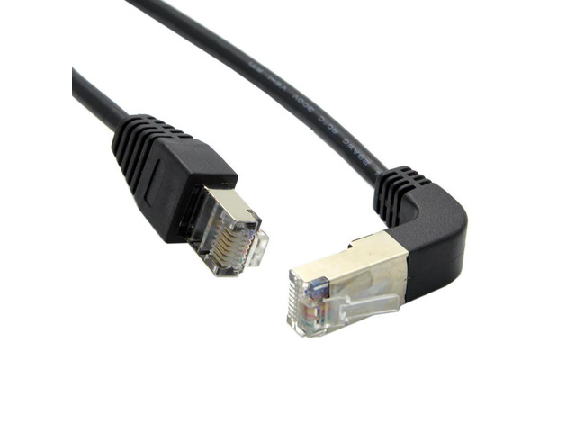 FOR Up Angled 8P8C STP Cat 5e Lan Ethernet Network Patch Cord 90 Degree to Straight Cable 50cm