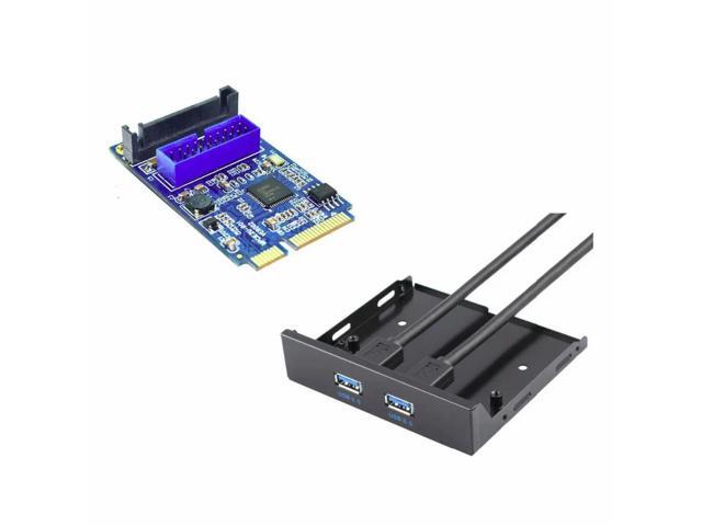 FOR Mini PCI-express to 2 ports USB 3.0 adapter mini PCI-e to USB3.0 + 20pin to 2 port usb3.0 hub 3.5 Floppy bay Metal Front Panel