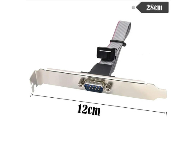 FOR RS232 Serial D-Sub DB9 9Pin Male to IDC 10Pin Female Ribbon Cable Full-hight bracke 0.28m