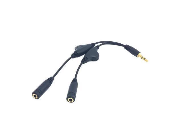 FOR 3.5mm Stereo Male to Double 3.5mm Female Audio Headphone Y Splitter Cable with Volume Control Switch