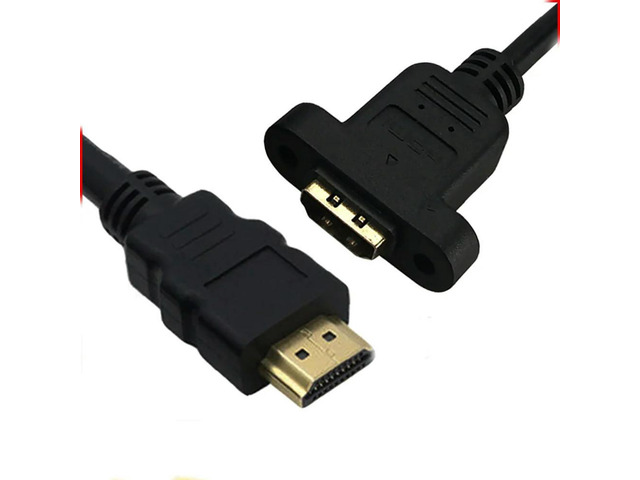 FOR HD-19+1 2.0HDMI Male to Female Extension Cable Screw Hole Panel Mount Support 4K 60Hz Left right up down 25cm