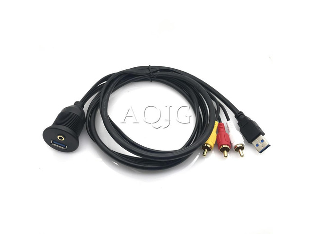 FOR 1m Car Dashboard Flush Mount Panel USB 3.0 3.5mm AUX RCA Extension Flush Mount Male to Female Cable Car Styling Dashboard
