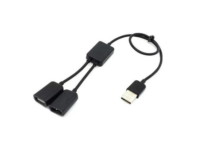 FOR Black USB 2.0 Dual Ports Hub Cable Bus power For Laptop book Notebook PC Mouse Flash Disk