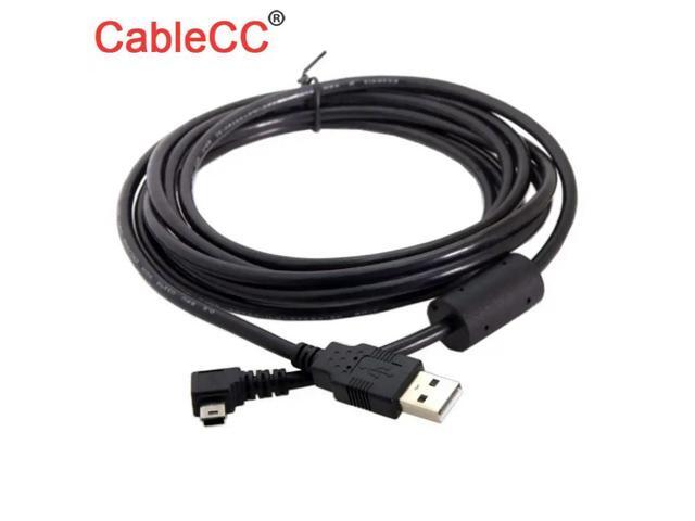 FOR Mini USB B Type 5pin Male Left Angled 90 Degree to USB 2.0 Male Data Cable with Ferrite 3.0m