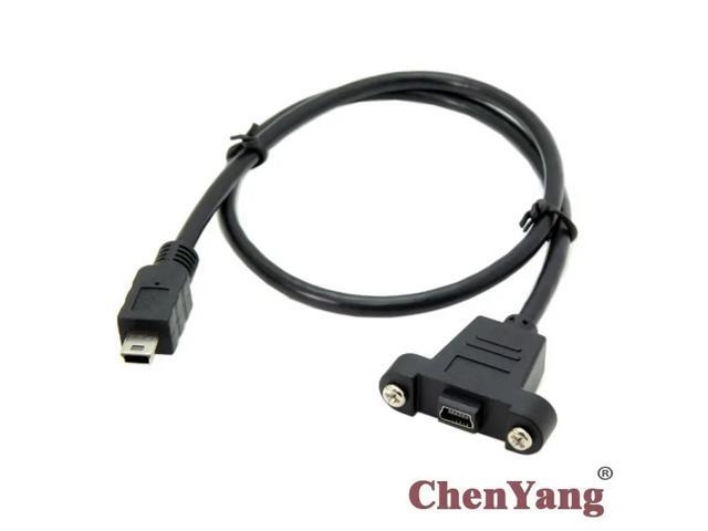 FOR Mini USB 5Pin Male Panel Mount Type to Female Extension for Adapter Cable with Screws 50cm