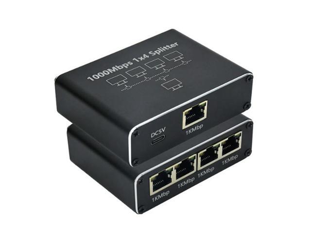 For 5 Port Gigabit Ethernet with USB Power Cable, 1000Mbps Ethernet Splitter 1 to 4 Out for Cat 5/5E/6/7/8