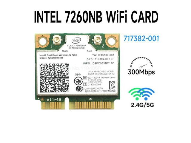 Wireless Wifi Card Dual Band Intel 7260 NB 7260HMW 7260NB Mini PCI-E 300Mbps 802.11N 2.4G / 5Ghz for Laptops 7260NB