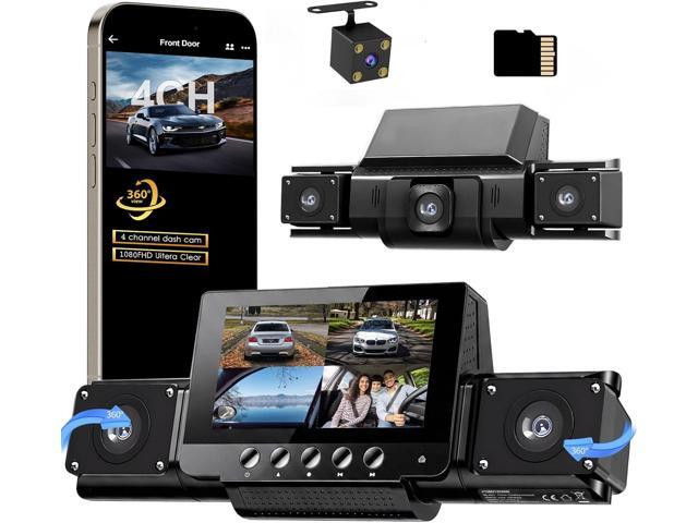 4 Channel Dash Cam 360 View for All-Round Protection, 4-Way Front Rear Inside Recording, Built-in 5G WiFi & GPS, APP Control, 8 IR Night Vision,...