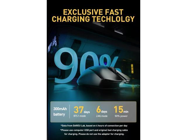 DAREU A950pro 4K Wireless Gaming Mouse:55g Ultra-Lightweight,4KHz Polling Rate,PAW3395 Optical Sensor,26K DPI,5 Programmable Buttons,Support 15min...