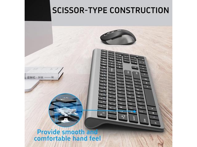 Wireless Mouse and Keyboard Combo, Full-Size Computer Keyboard with Calculator Button, 2400 Dpi Ergonomic Mouse, Ultra-Thin Cordless USB Keyboard...