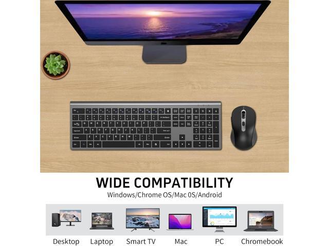 Wireless Mouse and Keyboard Combo, Full-Size Computer Keyboard with Calculator Button, 2400 Dpi Ergonomic Mouse, Ultra-Thin Cordless USB Keyboard...