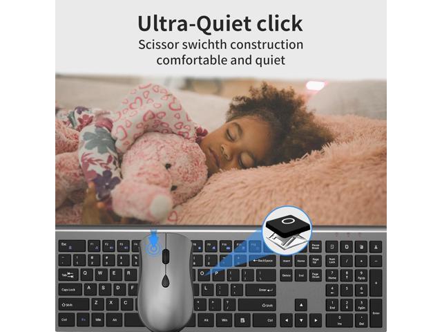 Wireless Mouse and Keyboard Combo, Silent Full-Size Computer Keyboard with Calculator Button, 2400 DPI Mouse, Quiet Click, Slim Cordless USB Set...