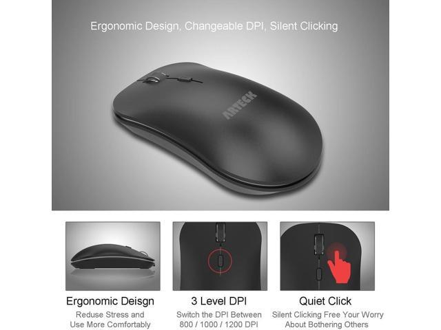 Arteck 2.4G Wireless Keyboard and Mouse Combo Ultra Compact Slim Stainless Full Size Keyboard and Ergonomic Mouse for Computer/Desktop/PC/Laptop...