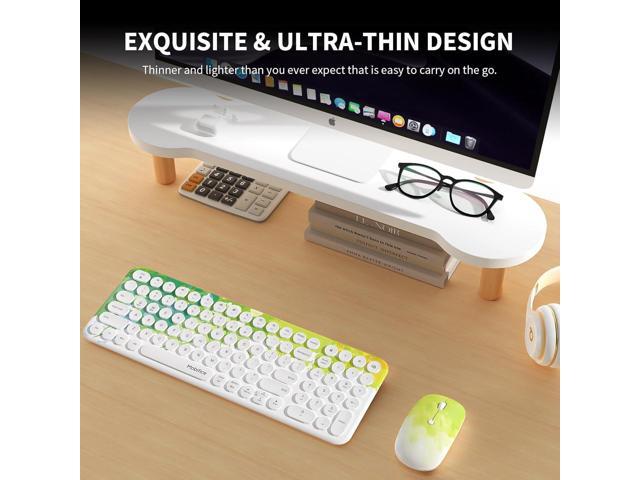 2.4G Wireless Keyboard and Mouse Combo Slim Cute Cordless Compact Size Silent Retro Keyboard and Mouse Set for PC...