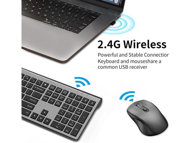 Keyboard and Mouse Wireless, Slim Full Size Keyboard with Calculator Button, Fn Lock, Silent Computer Mouse with Side Button, 2400 DPI, 2.4G USB...