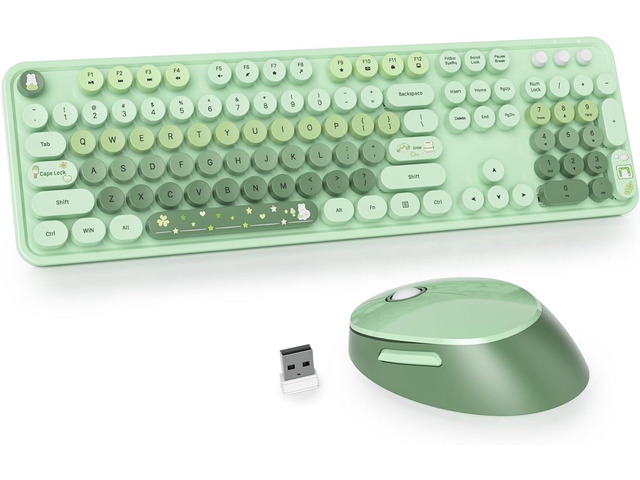 Colorful Green Keyboard and Mouse Wireless