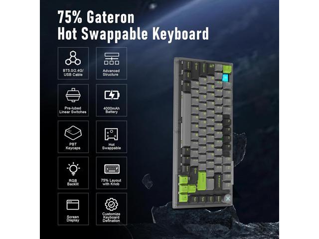 ZIPFORCE Wireless Mechanical Keyboard,81 Keys Hot Swappable Custom Keyboard with Knob,RGB Backlit,2.4GHz/USB-C/BT5.0 Mechanical Gaming Keyboards,...