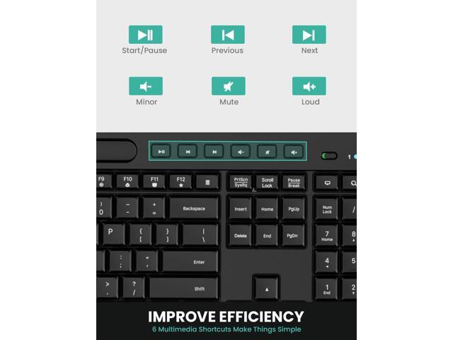 Ergonomic Wireless Keyboard and Mouse Combination, LIZRROT 2.4GHz Quiet Full Length Mouse and Keyboard, Wrist Stand, Phone Holder, Compatible with...