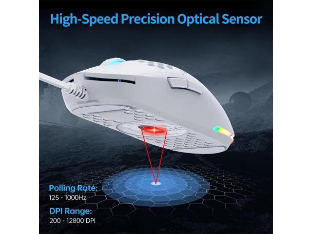 TMKB Falcon M1SE Ultralight Honeycomb Gaming Mouse, High-Precision 12800DPI Optical Sensor, 6 Programmable Buttons, Customizable RGB, Drag-Free...