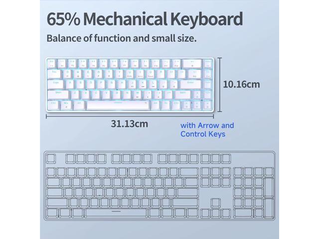 TMKB T68SE Gaming Keyboard, 60% Mechanical Keyboard, LED Backlit Ultra-Compact 68 Keys Wired Mini Keyboard with Separate Arrow/Control Keys for...