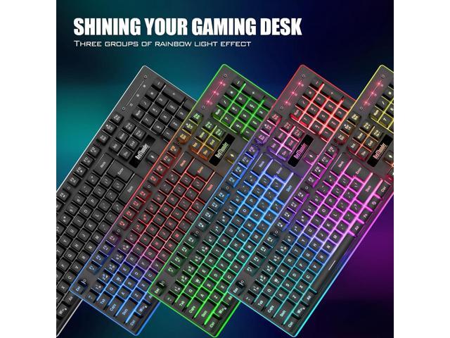 RedThunder K10 Wireless Gaming Keyboard and Mouse Combo, LED Backlit Rechargeable 3800mAh Battery, Mechanical Feel Anti-ghosting Keyboard + 7D...