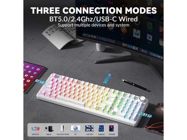 AULA F99 Pro Wireless Mechanical Keyboard-Silent Version,BT5.0/2.4GHz/USB-C Hot Swappable Custom Keyboard,Gasket Structure,Pre-lubed Linear...