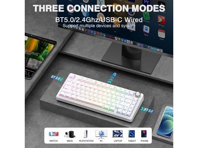 AULA F75 Pro Wireless Mechanical Keyboard with Knob,75% Hot Swappable Custom Gaming Keyboards,RGB Backlit,Pre-lubed Switches,Side Printed PBT...